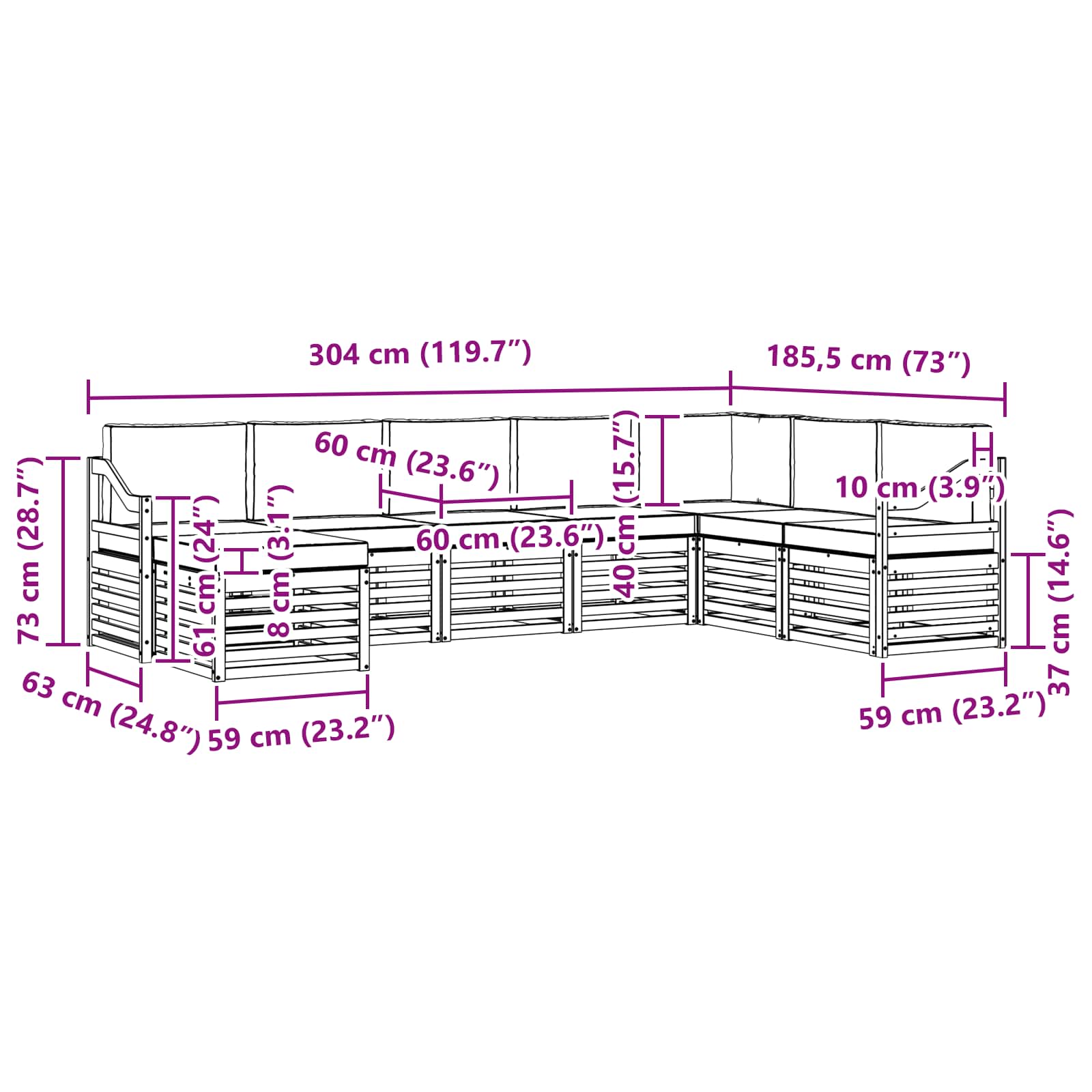 Set vanjskih sofa 8 pcs Prirodna i krem Čvrsto drvo akacije