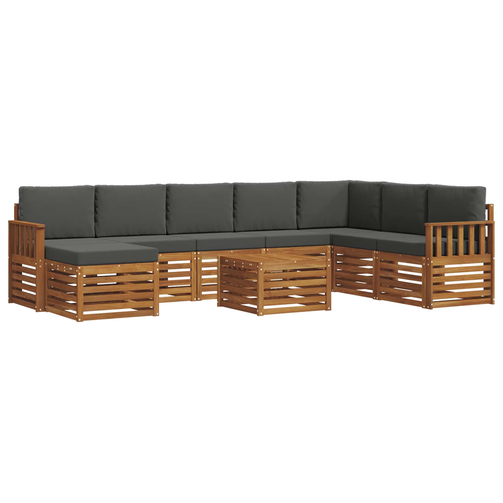 Set vanjskih sofa 9 pcs Prirodna i antracit Čvrsto drvo akacije