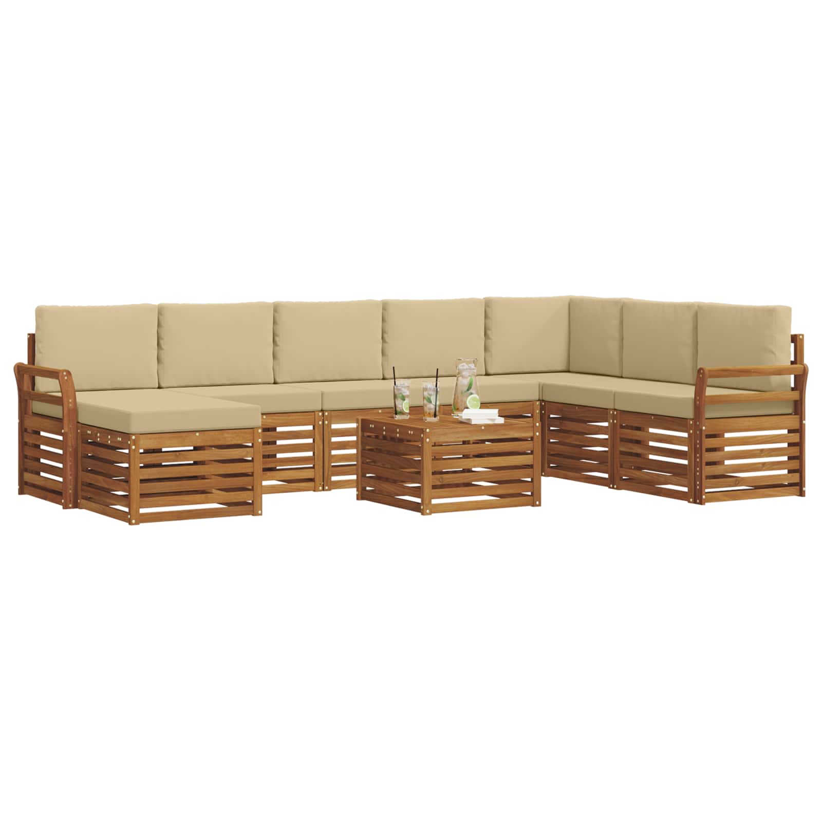 Set vanjskih sofa 9 kom. Prirodna i bež