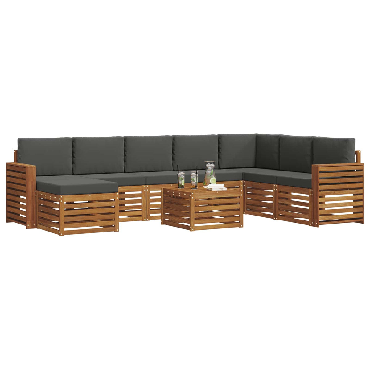 Set vanjskih sofa 9 kom. Prirodna i antracit