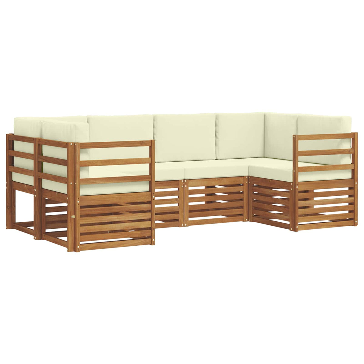 Set vanjskih sofa 6 kom. Prirodna i krem Smeđa 245 x 126,5 x 73 cm