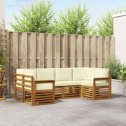 Set vanjskih sofa 6 kom. Prirodna i krem Smeđa 245 x 128,5 x 73 cm