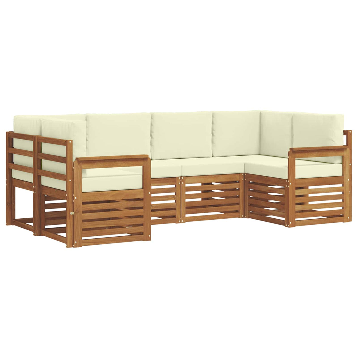 Set vanjskih sofa 6 kom. Prirodna i krem Smeđa 245 x 128,5 x 73 cm