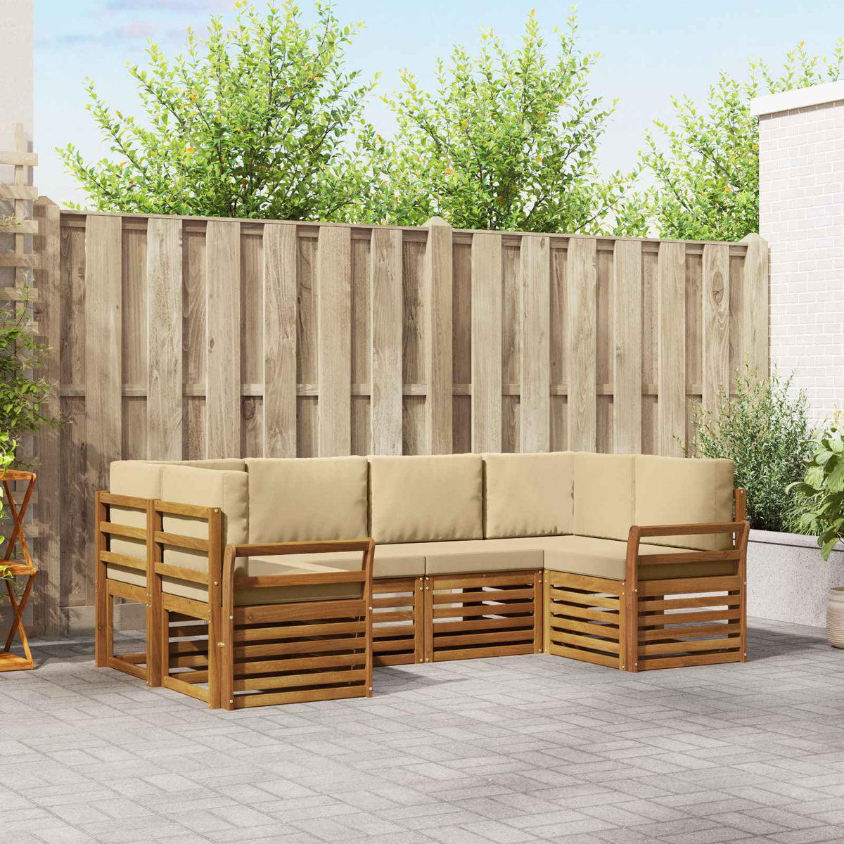 Set vanjskih sofa 6 kom. Prirodna Smeđa 245 x 130,5 x 73 cm