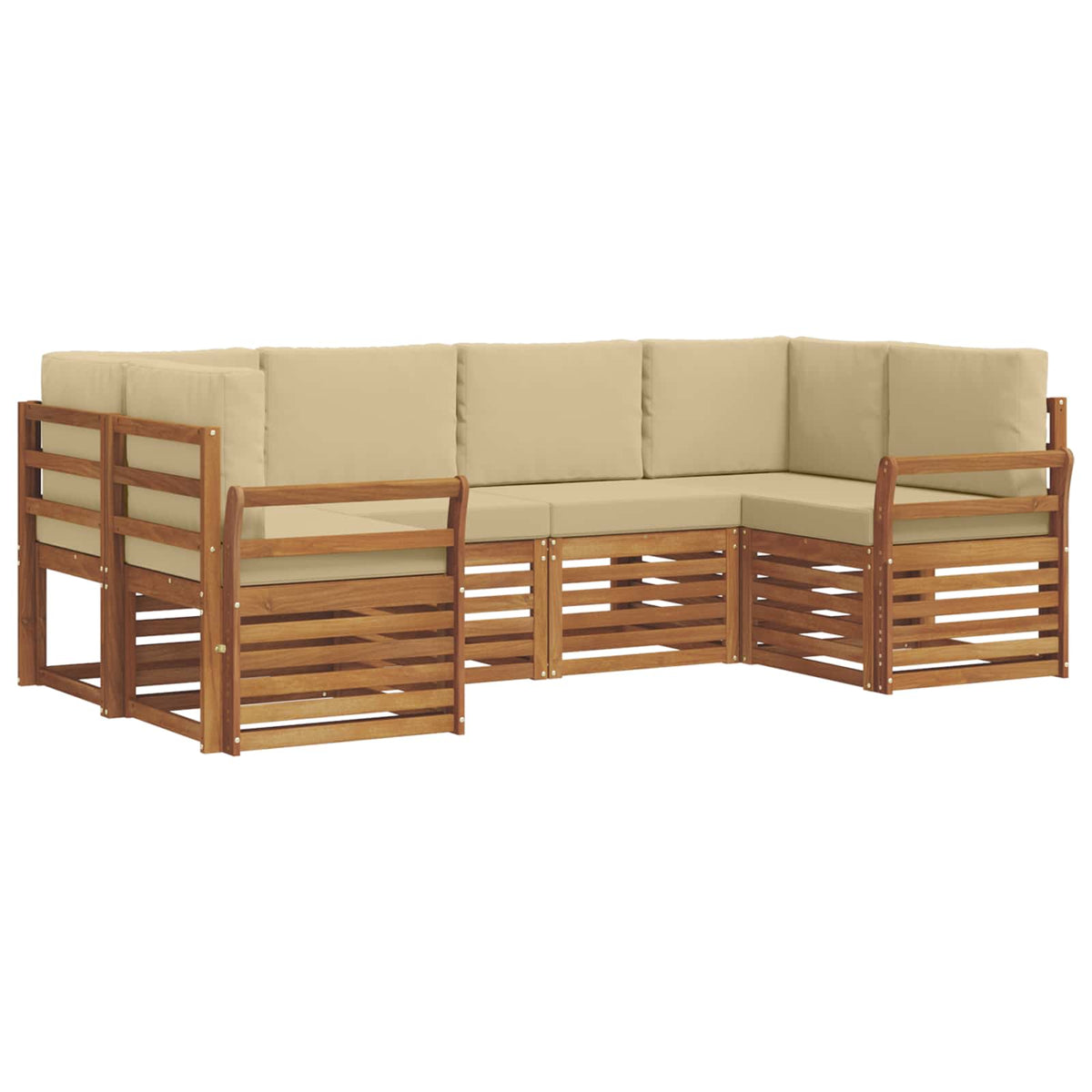 Set vanjskih sofa 6 kom. Prirodna Smeđa 245 x 130,5 x 73 cm