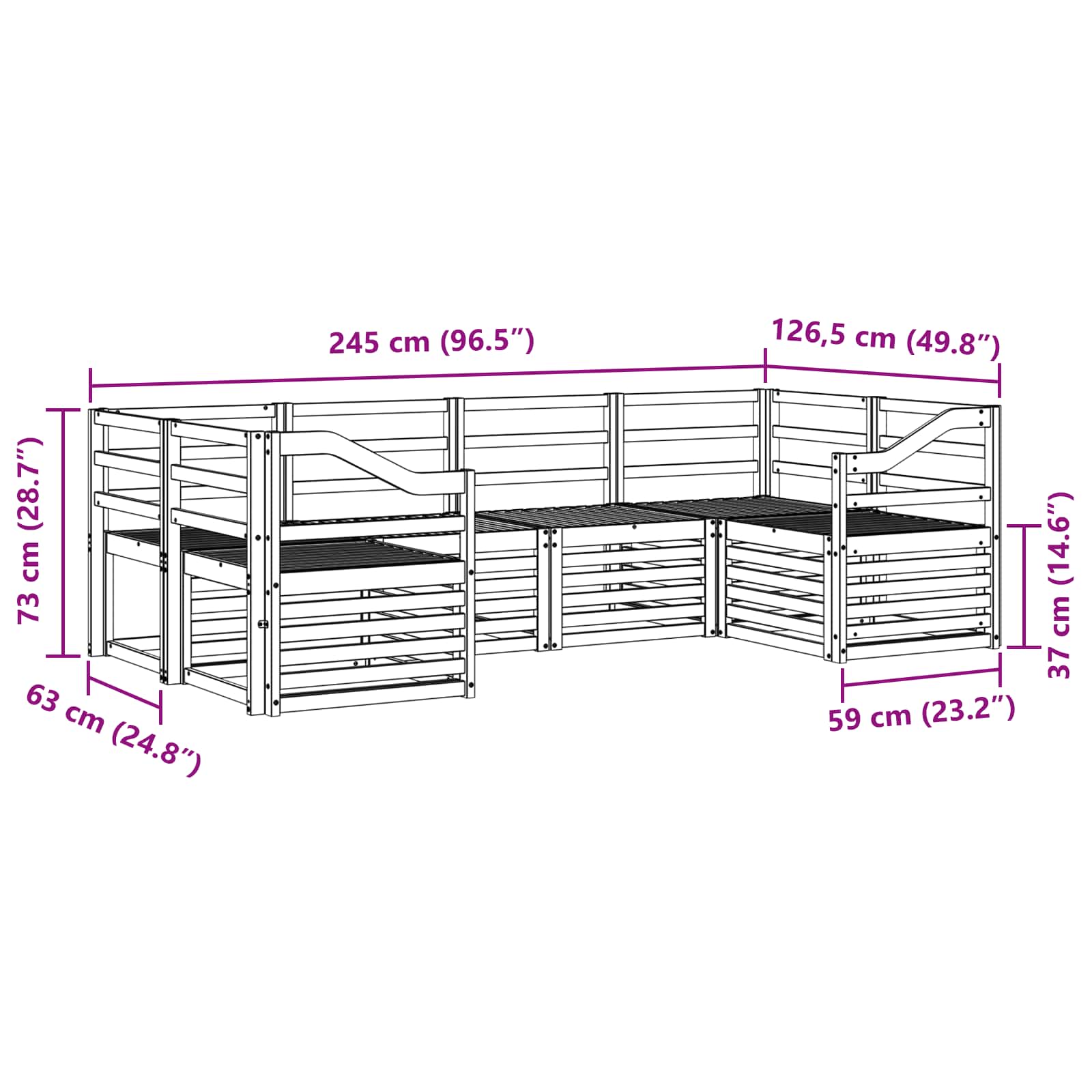 Sekcijska garnitura 6 pcs Prirodna