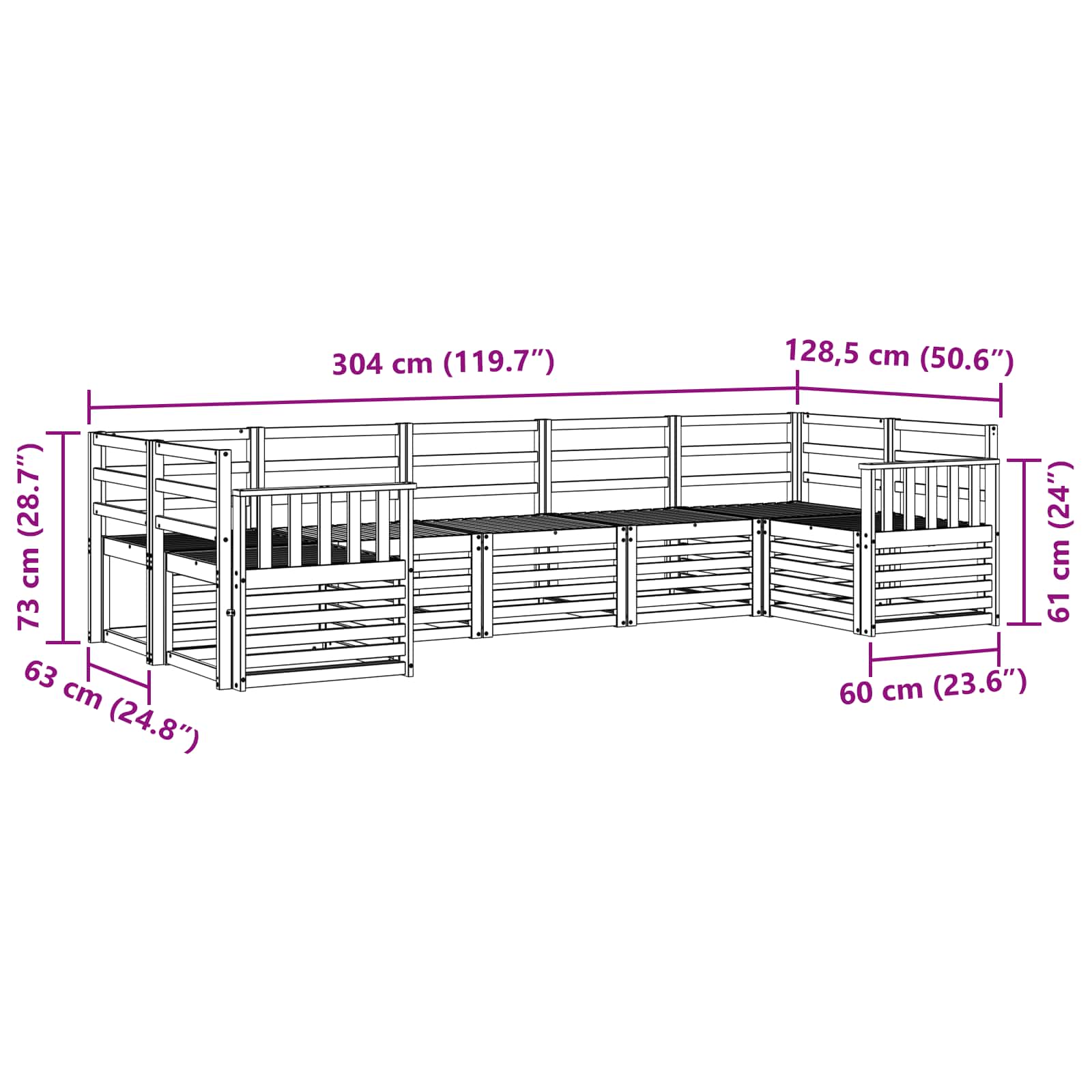 Sekcijska garnitura 7 pcs Prirodna
