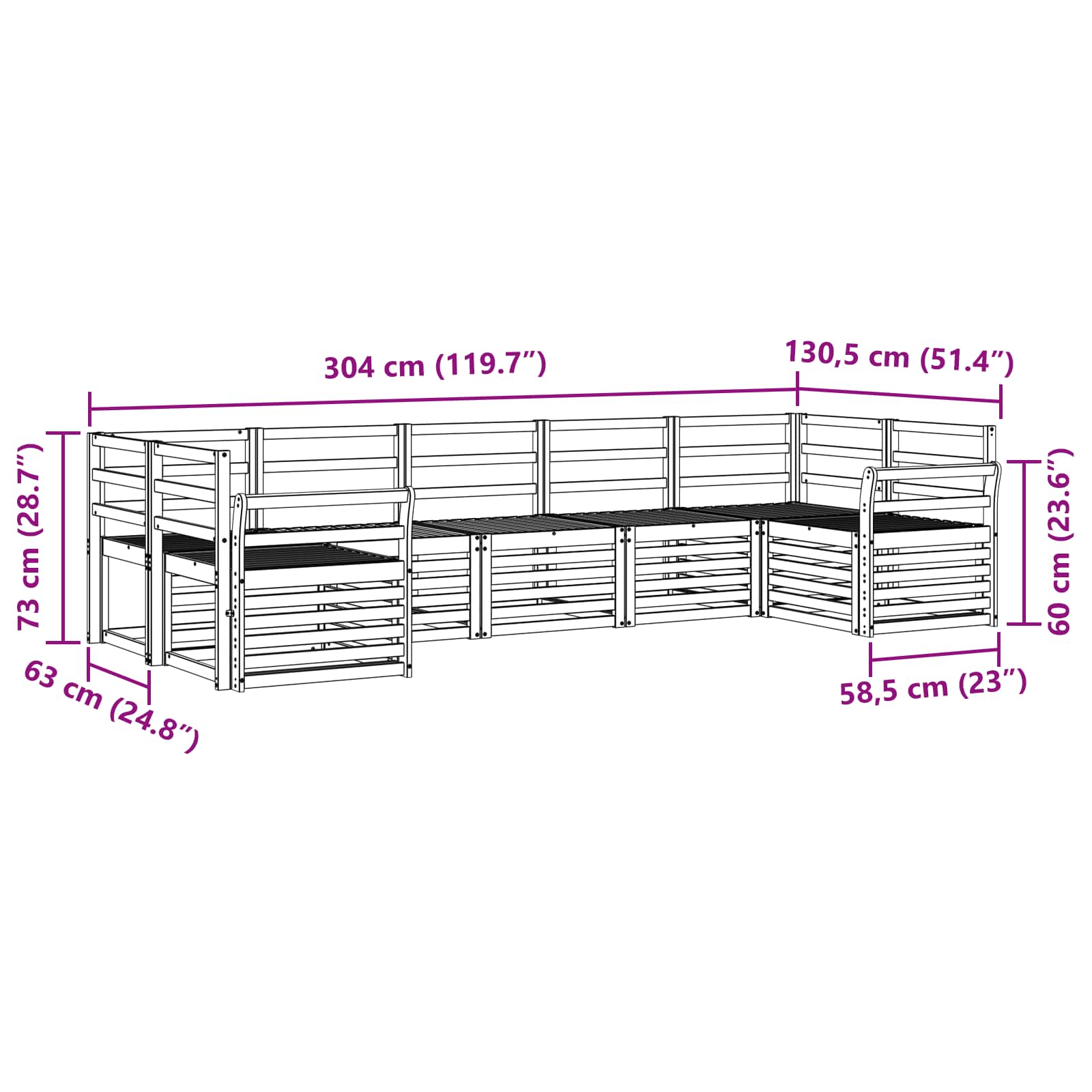 Sekcijska garnitura 7 pcs Prirodna