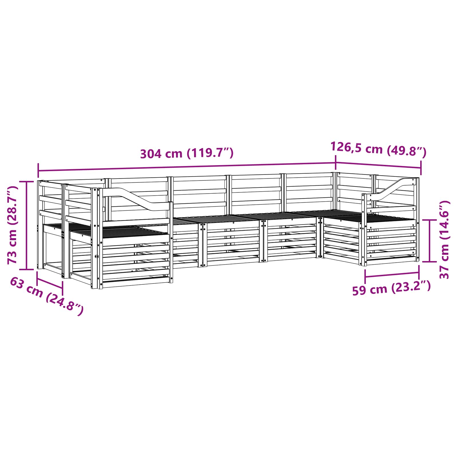 Sekcijska garnitura 7 pcs Prirodna
