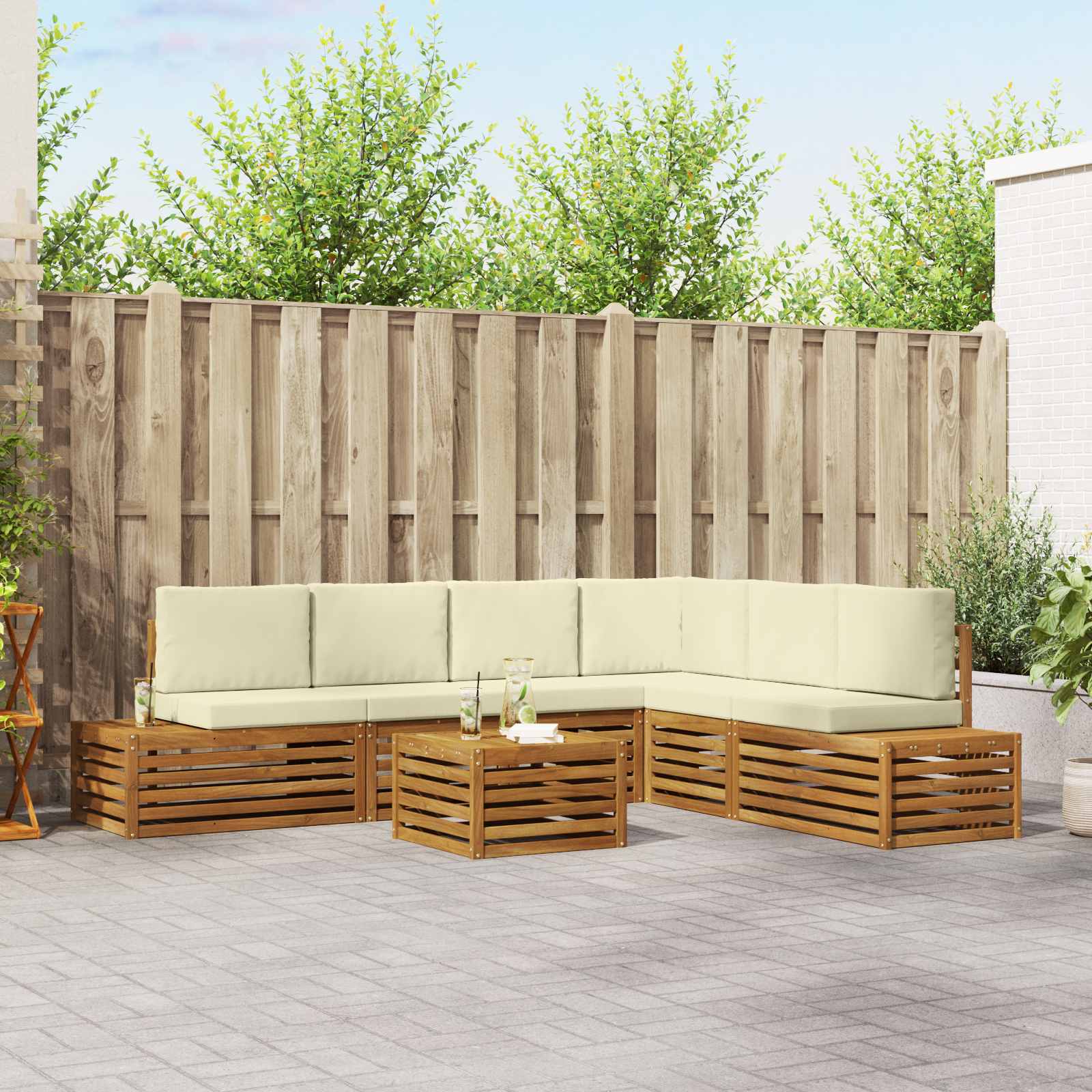 Set vanjskih sofa s jastukom 7 Komad Prirodna i krem