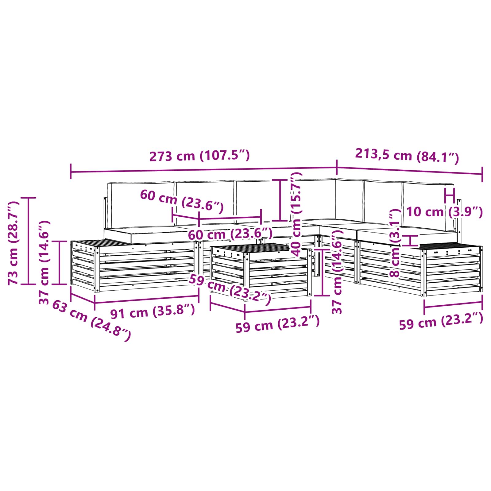 Set vanjskih sofa s jastukom 7 Komad Prirodna i krem