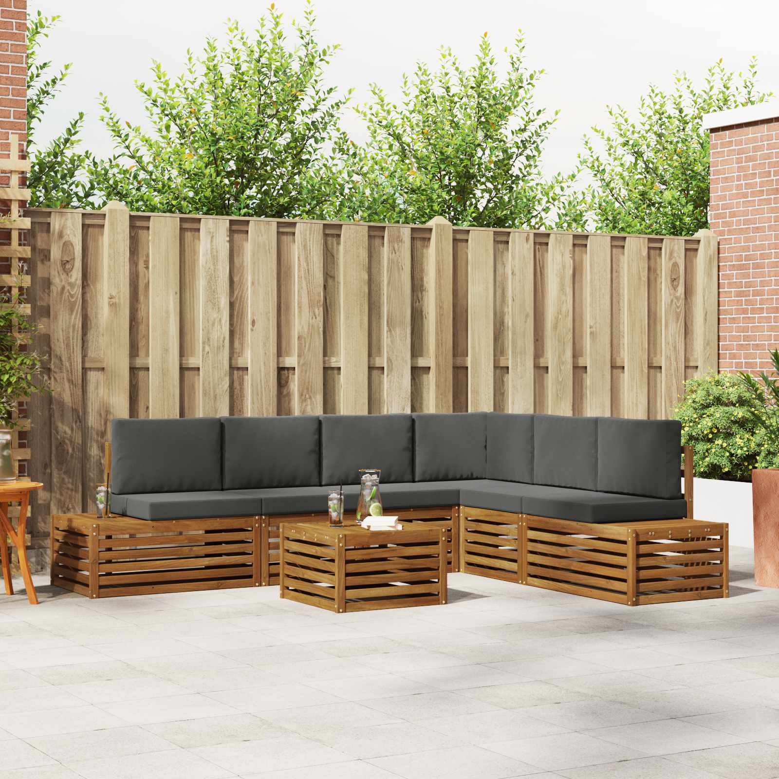 Set vanjskih sofa s jastukom 7 Komad Prirodna i antracit