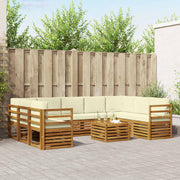 Setovi sofa 10 pcs Prirodna i krem Čvrsto drvo akacije