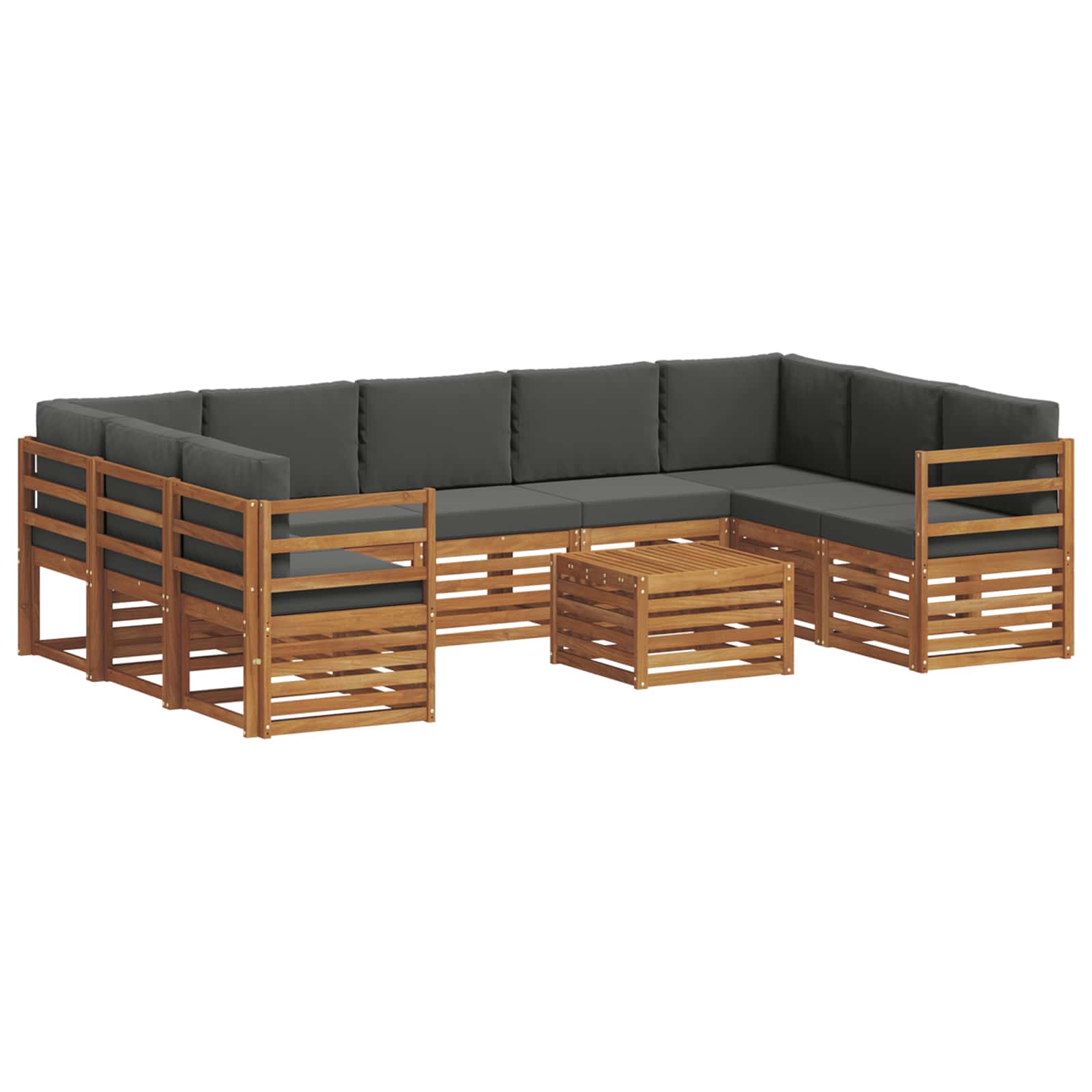 Set vanjskih sofa 10 kom. Prirodna i antracit