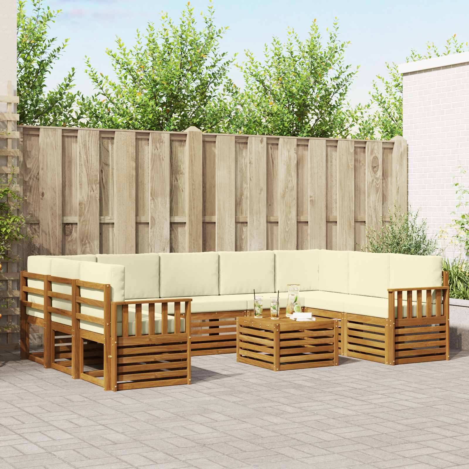 Set vanjskih sofa 10 kom. Prirodna i krem
