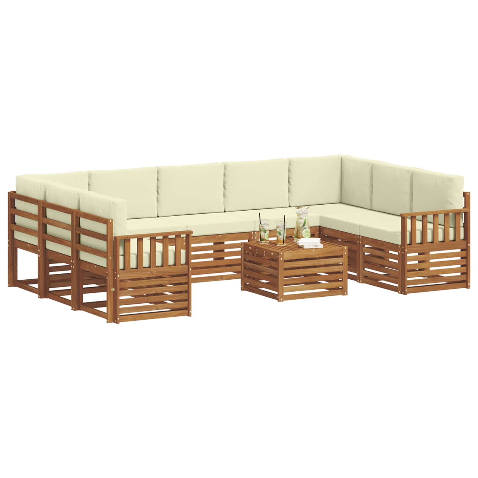 Set vanjskih sofa 10 kom. Prirodna i krem