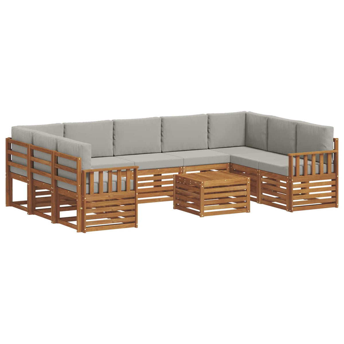 Set vanjskih sofa 10 kom. Prirodna i svjetlosiva