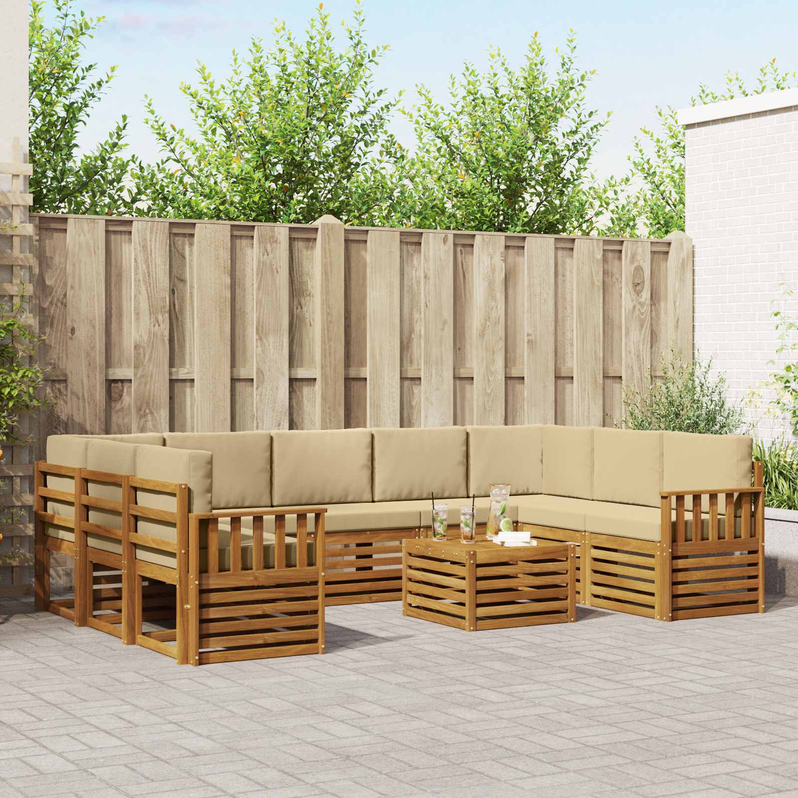 Set vanjskih sofa 10 kom. Prirodna i bež