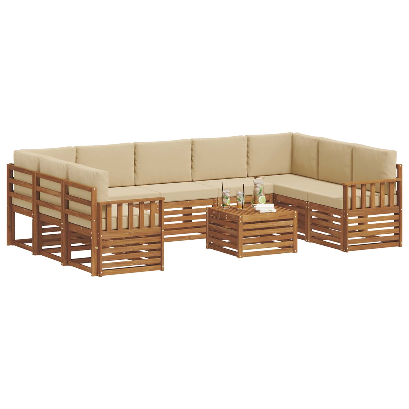 Set vanjskih sofa 10 kom. Prirodna i bež