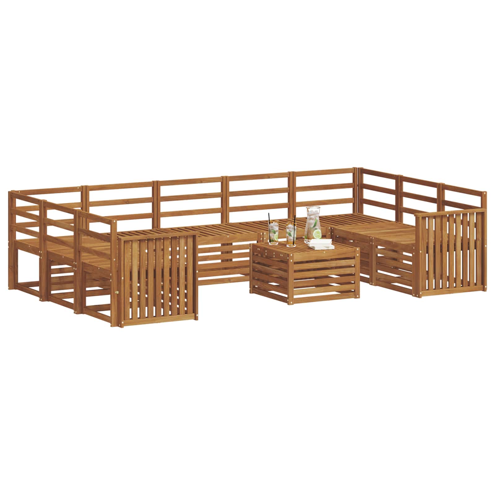 Setovi sofa 10 pcs Prirodna Čvrsto drvo akacije
