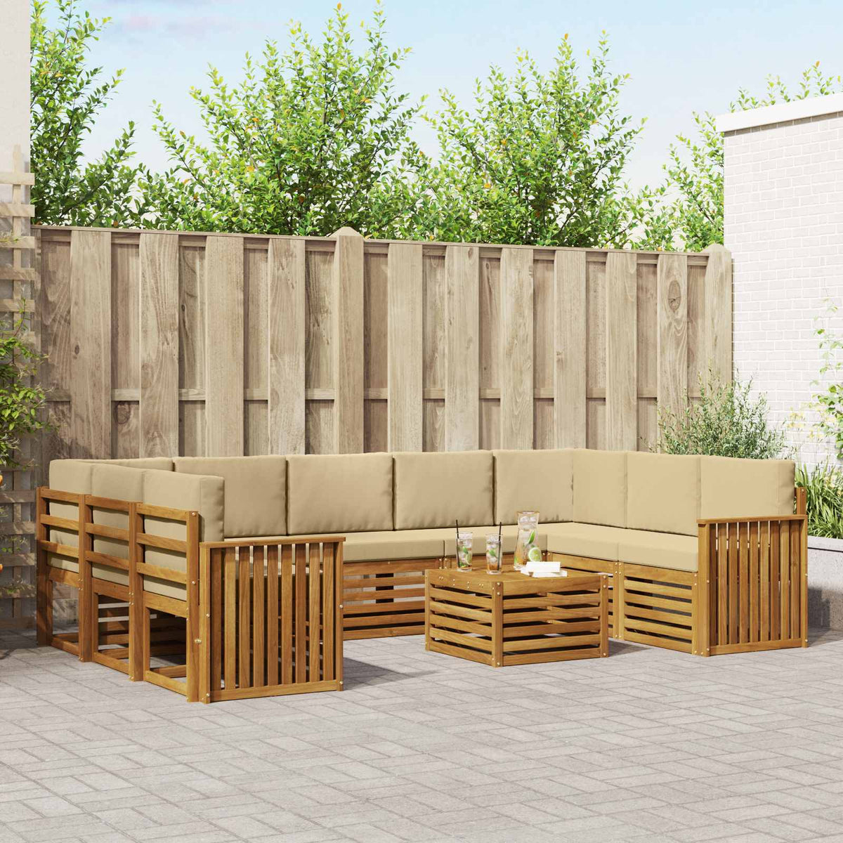 Set vanjskih sofa 10 kom. Prirodna i bež
