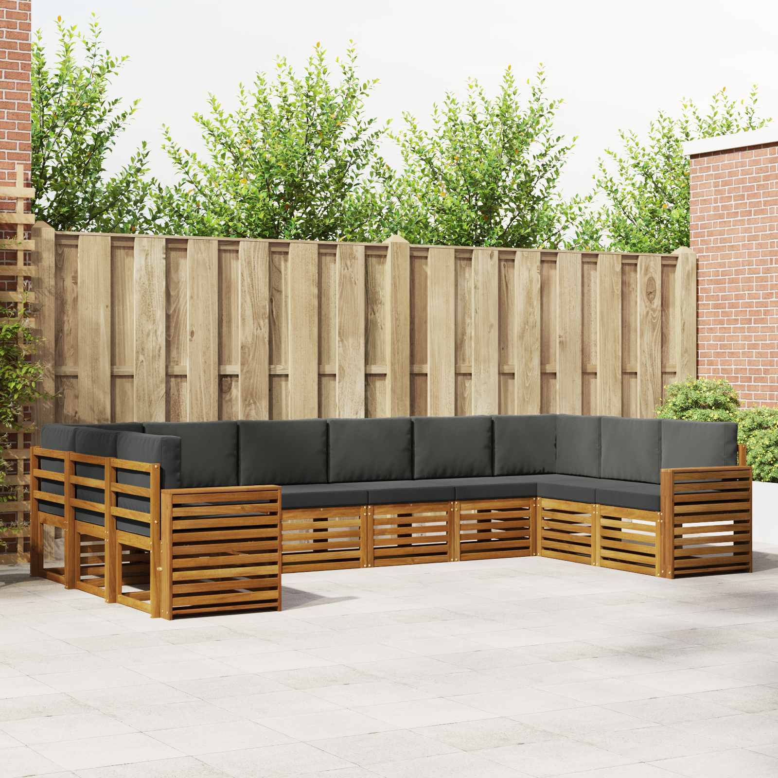 Sekcijska garnitura s jastukom 10 pcs Prirodna i antracit