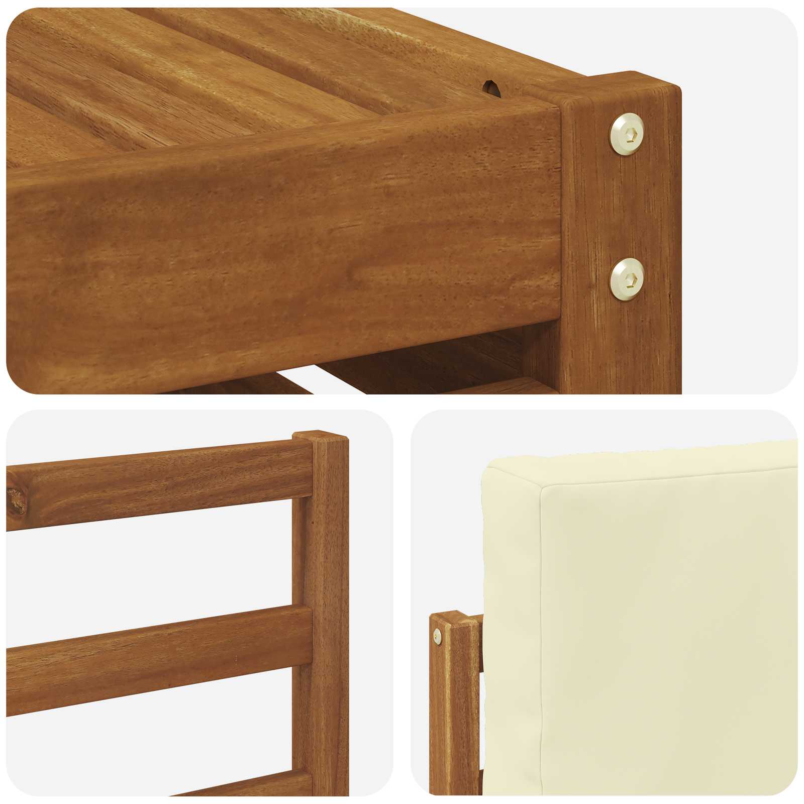 Set vanjskih sofa 11 pcs Prirodna i krem Čvrsto drvo akacije