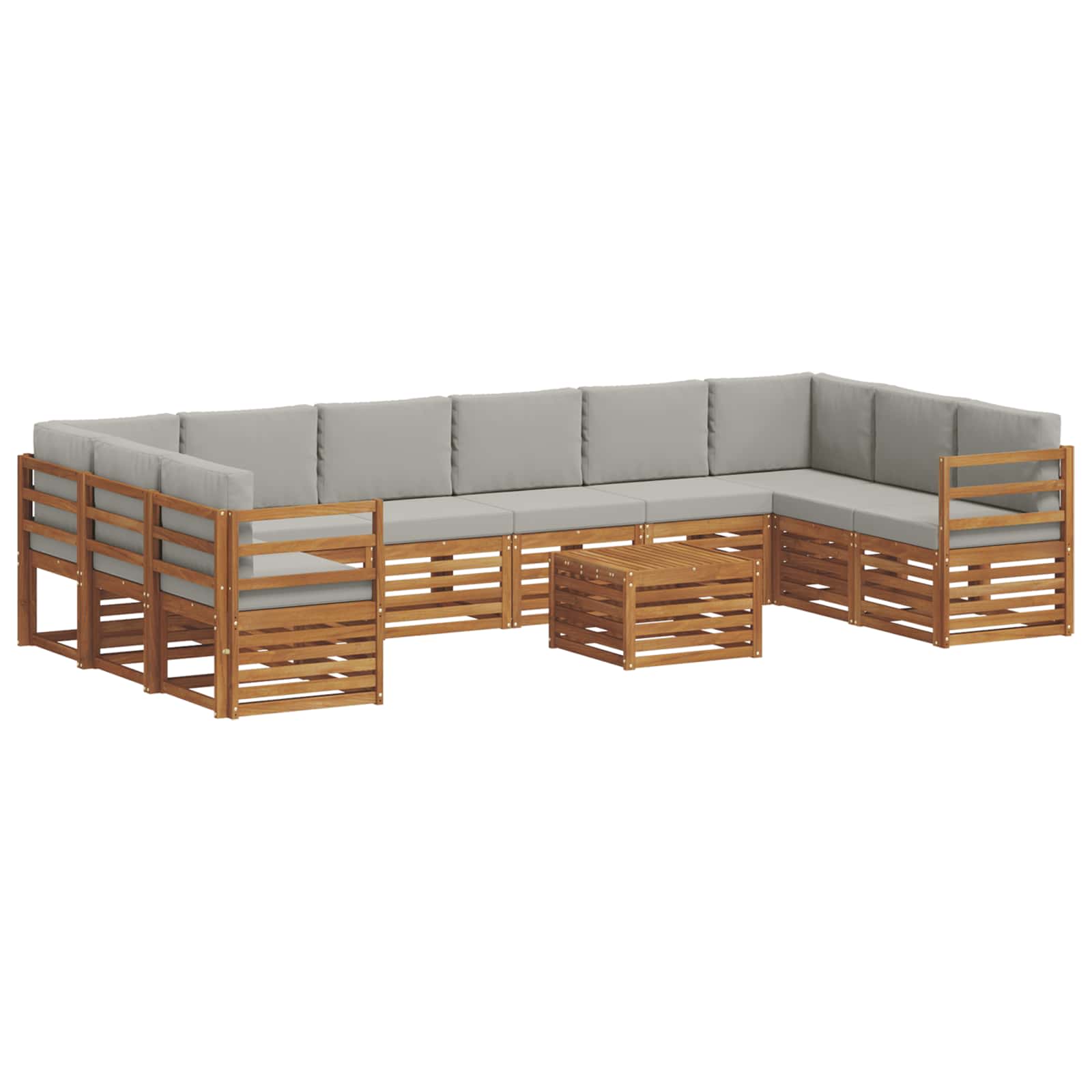 Set vanjskih sofa s jastukom 11 pcs Prirodna i svijetlo siva