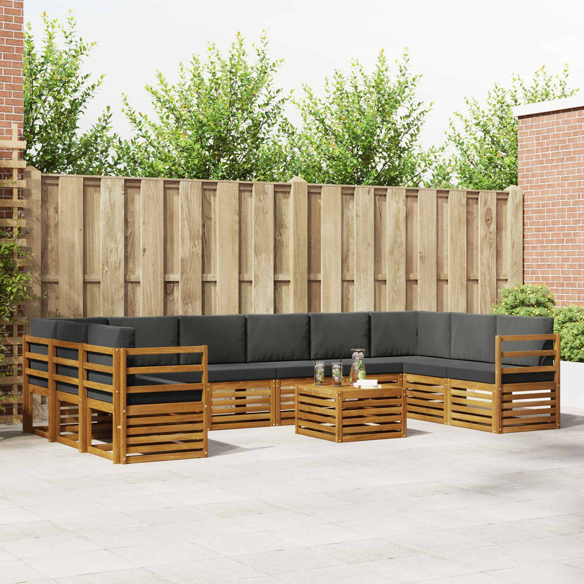 Set vanjskih sofa 11 kom. Prirodna i antracit