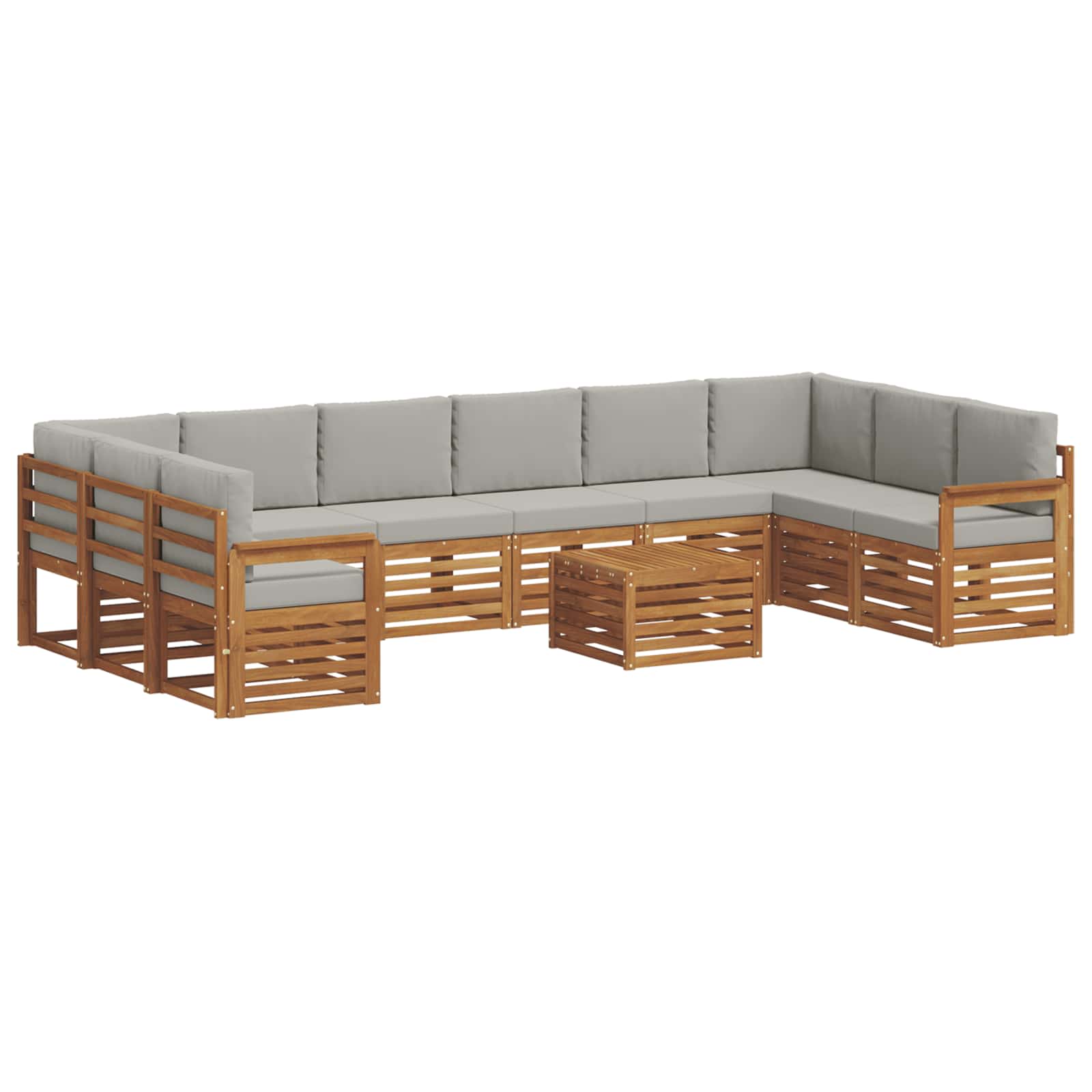 Set vanjskih sofa s jastukom 11 pcs Prirodna i svijetlo siva