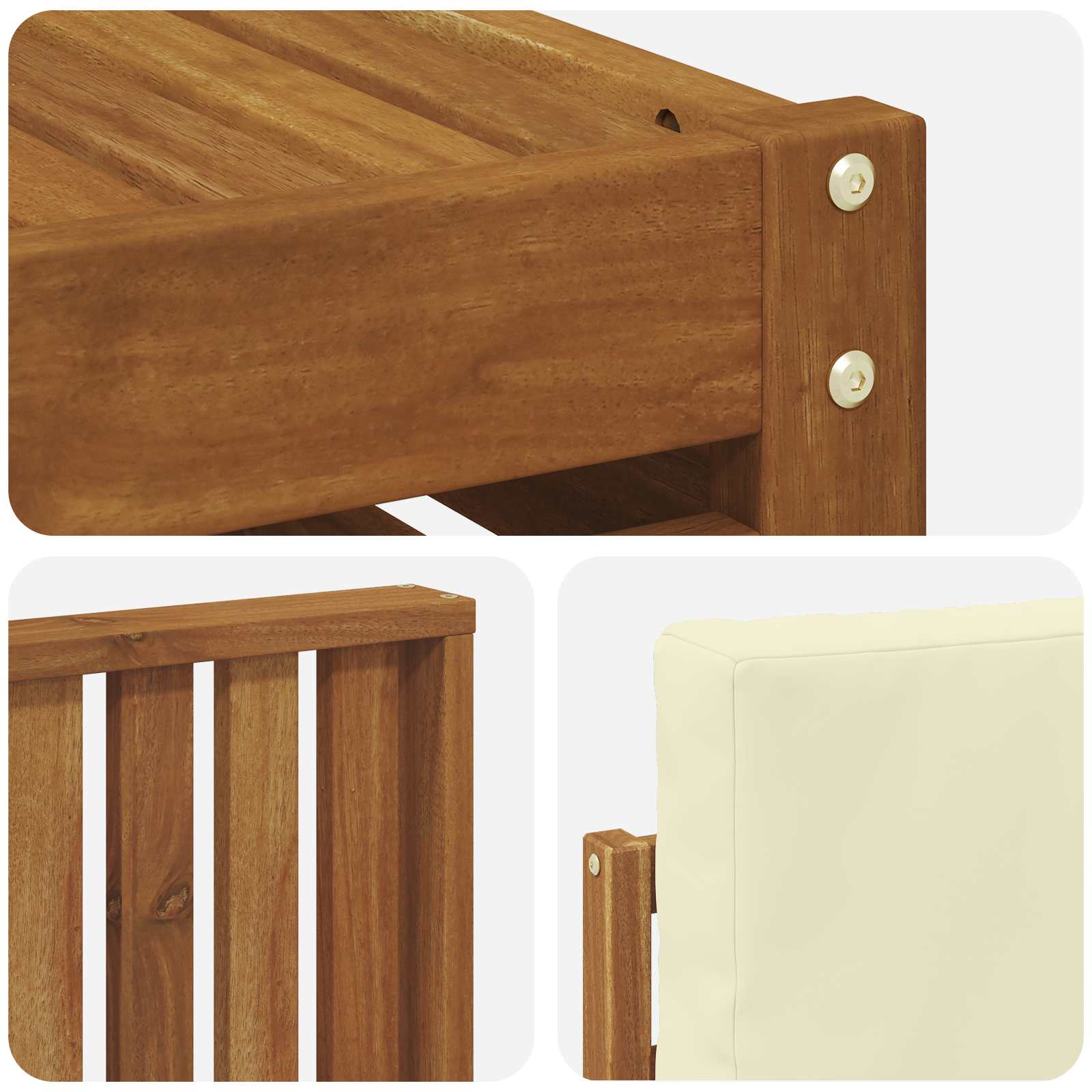 Set vanjskih sofa 11 pcs Prirodna i krem Čvrsto drvo akacije