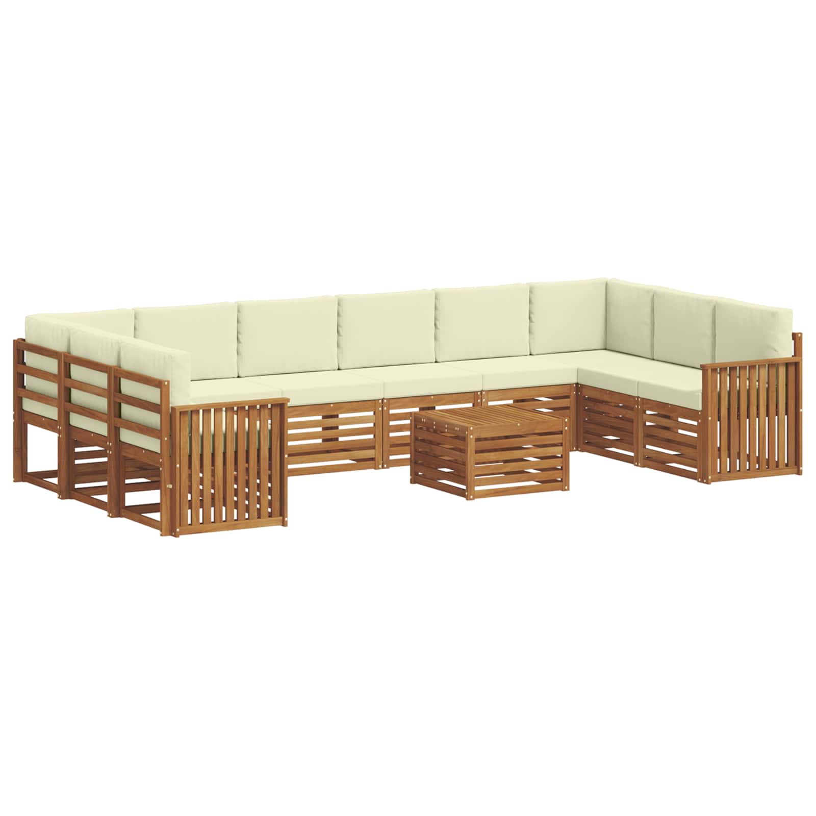 Set vanjskih sofa 11 pcs Prirodna i krem Čvrsto drvo akacije