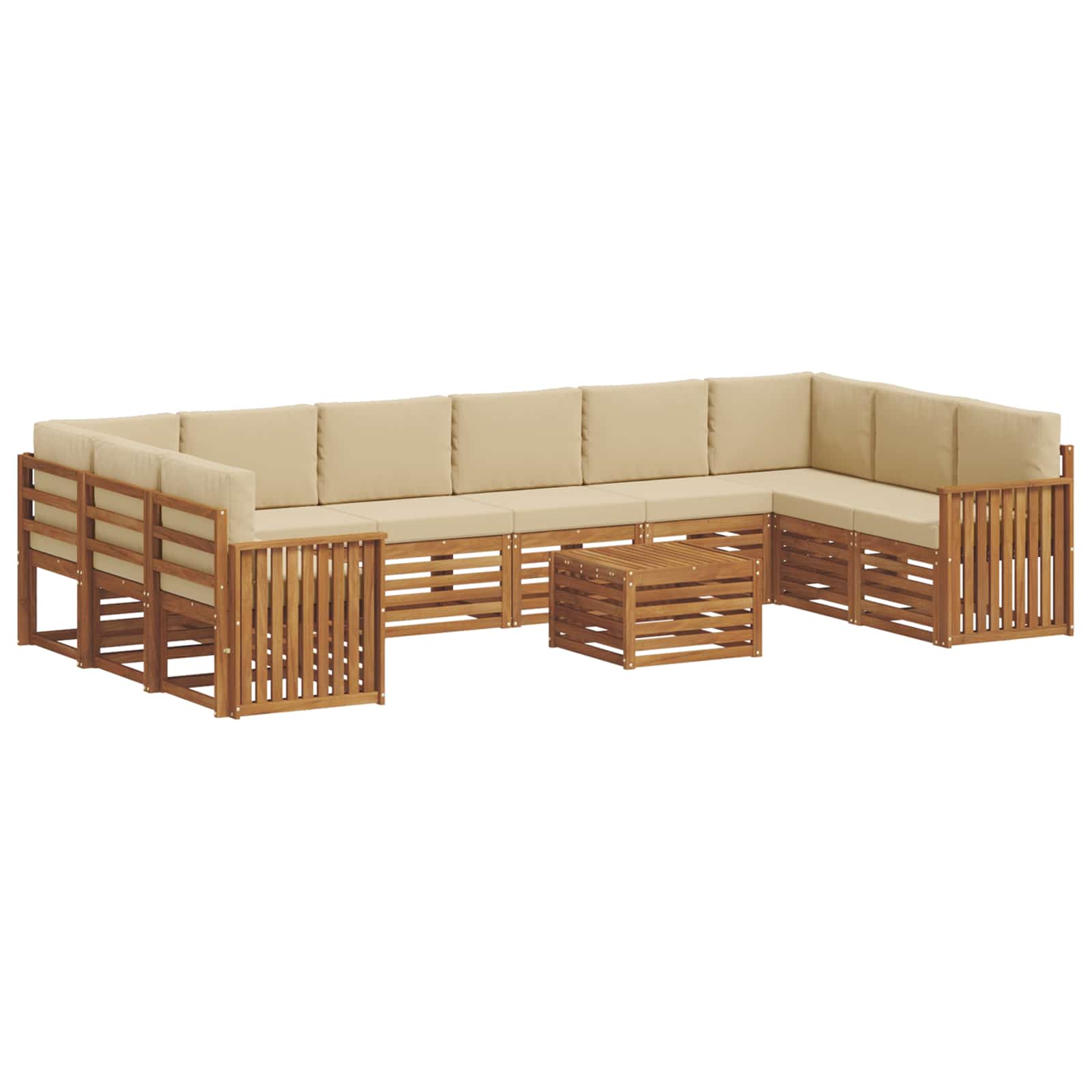 Set vanjskih sofa 11 pcs Prirodna i bež Čvrsto drvo akacije