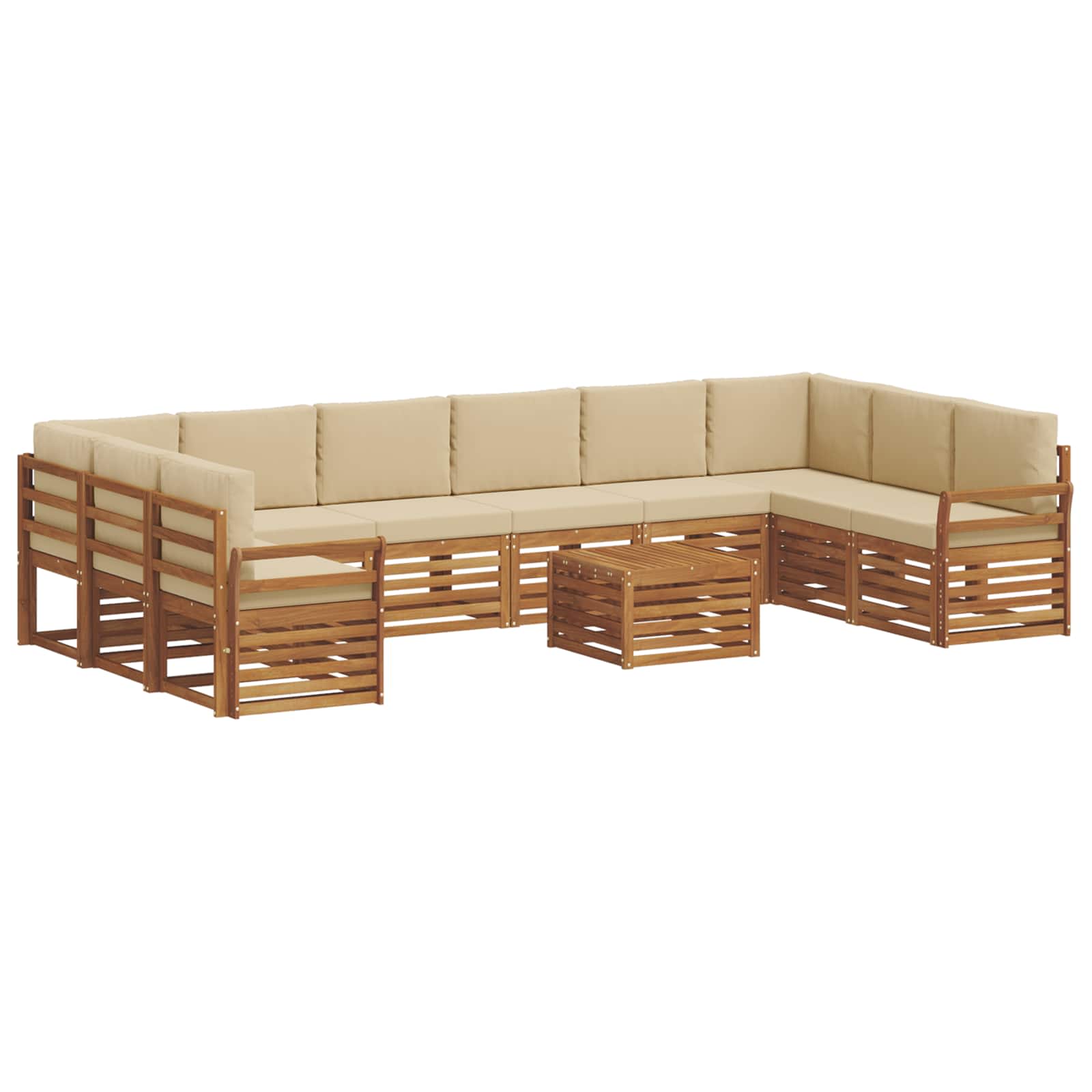 Set vanjskih sofa 11 pcs Prirodna i bež Čvrsto drvo akacije