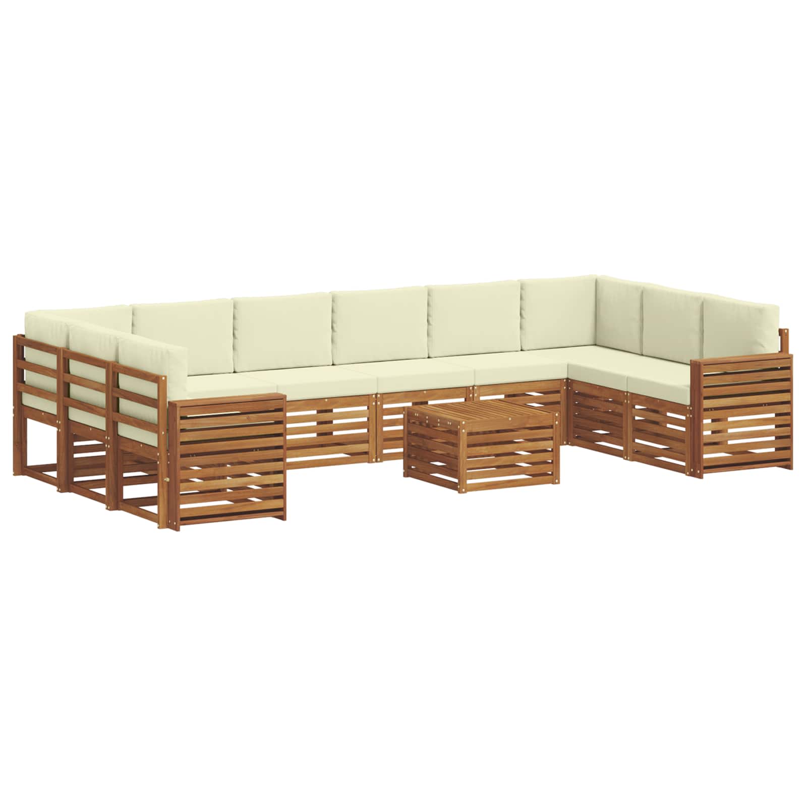 Set vanjskih sofa 11 pcs Prirodna i krem Čvrsto drvo akacije