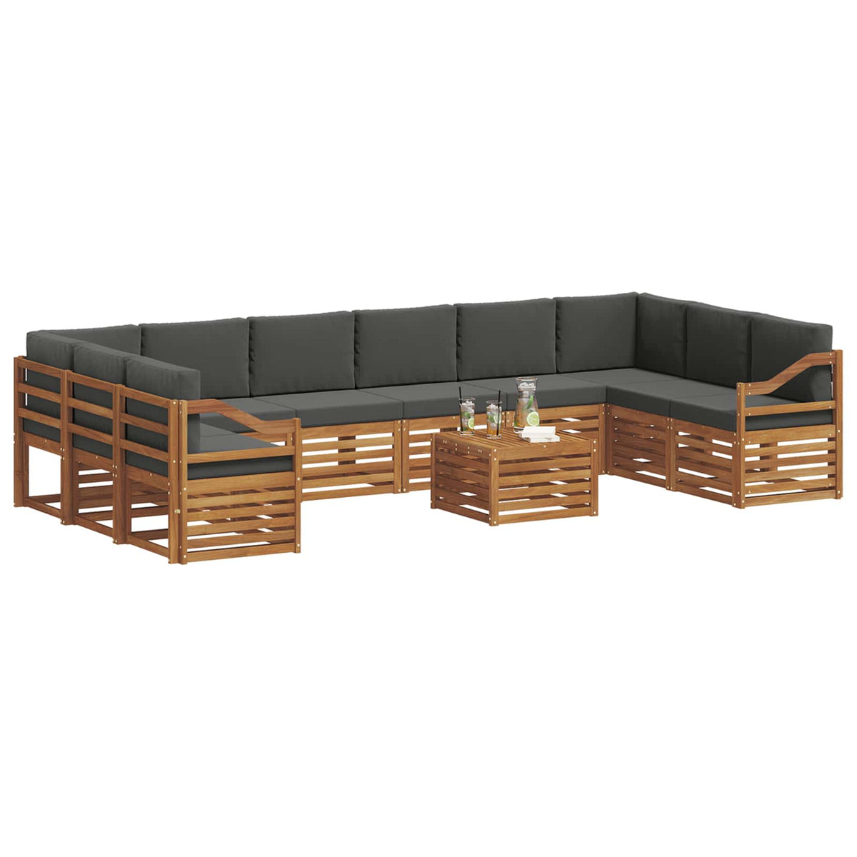 Set vanjskih sofa 11 kom. Prirodna i antracit