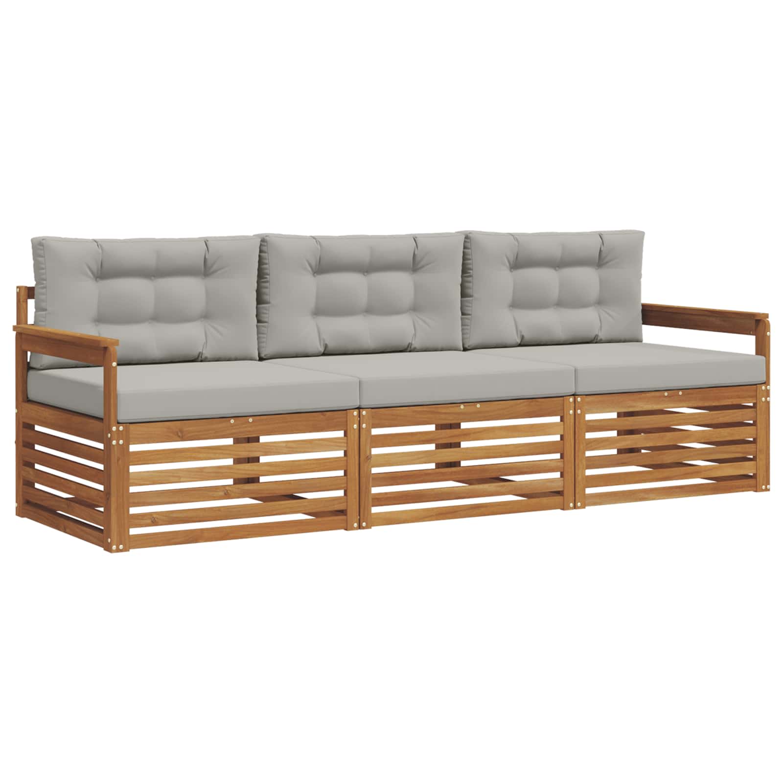 Set vanjskih sofa s jastukom 3 pcs Prirodna i svijetlo siva