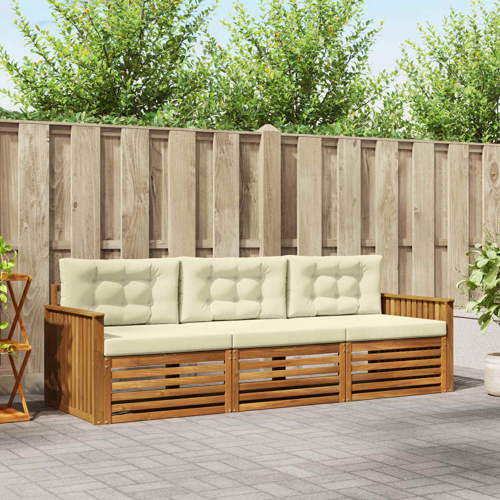 Set vanjskih sofa s jastukom 3 pcs Prirodna i krem
