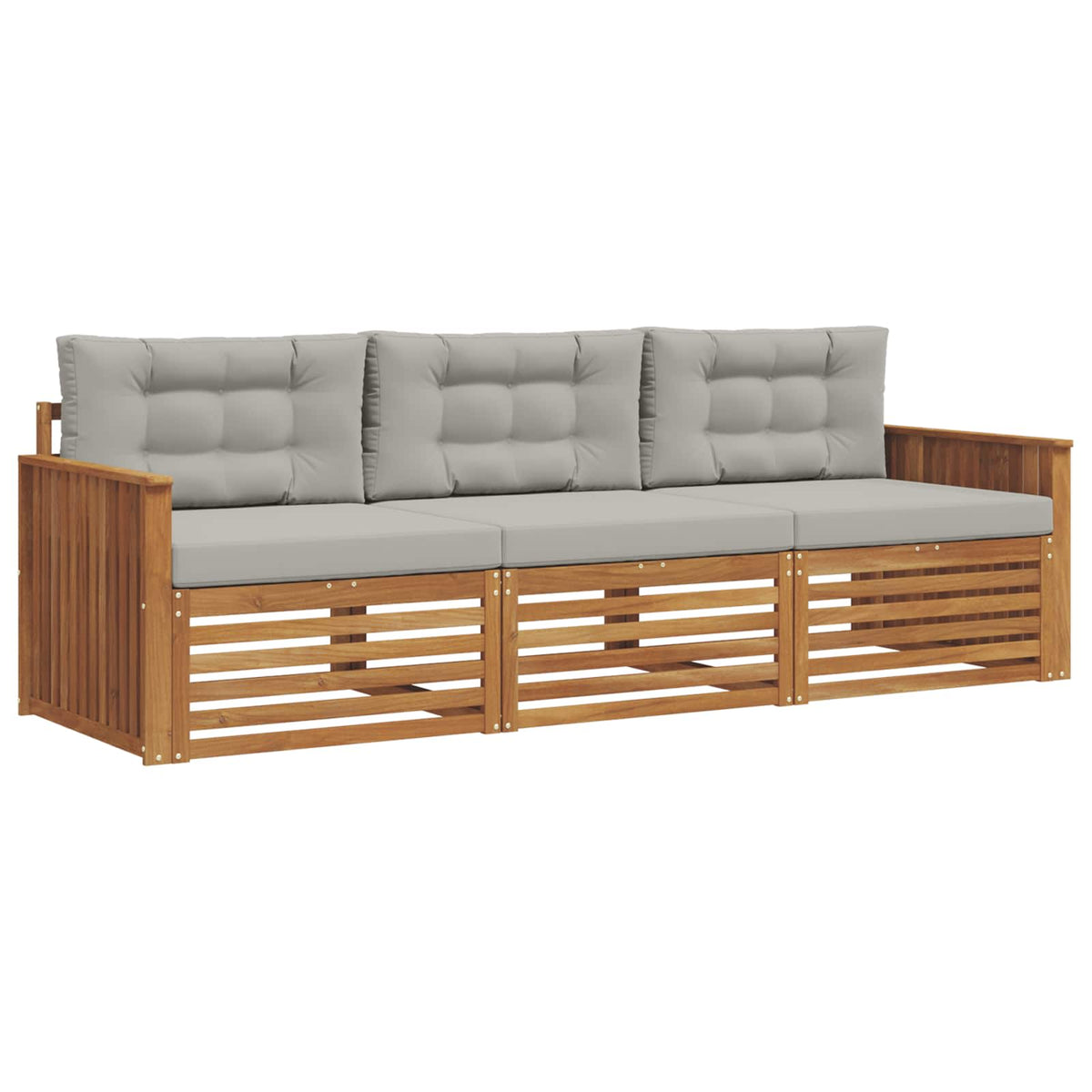 Set vanjskih sofa 3 kom. Prirodna i svijetlo siva