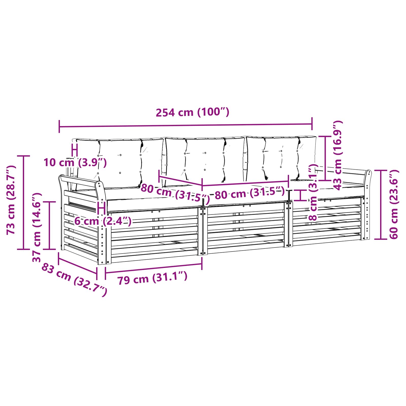 Set vanjskih sofa s jastukom 3 pcs Prirodna i svijetlo siva