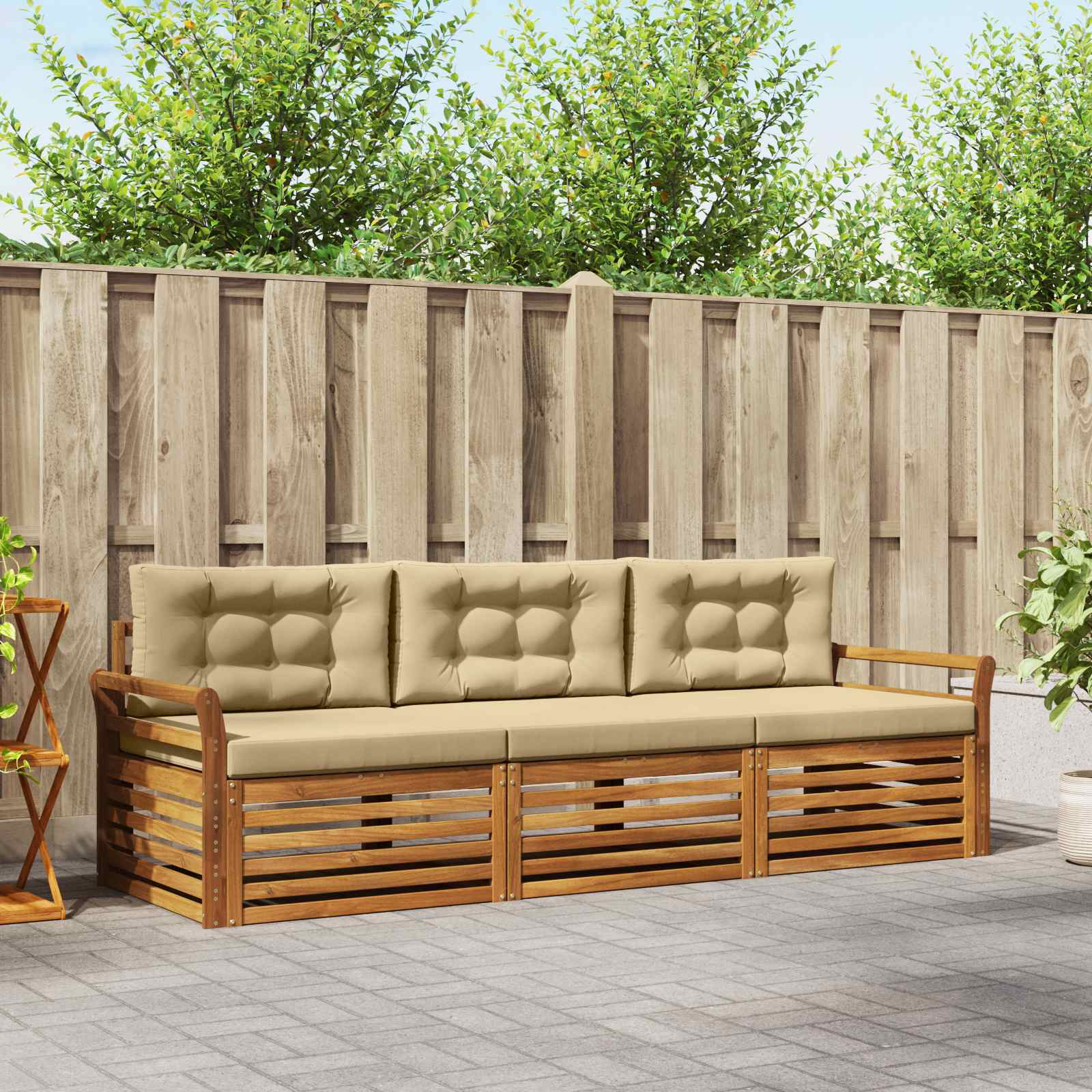 Set vanjskih sofa s jastukom 3 pcs Prirodna i bež