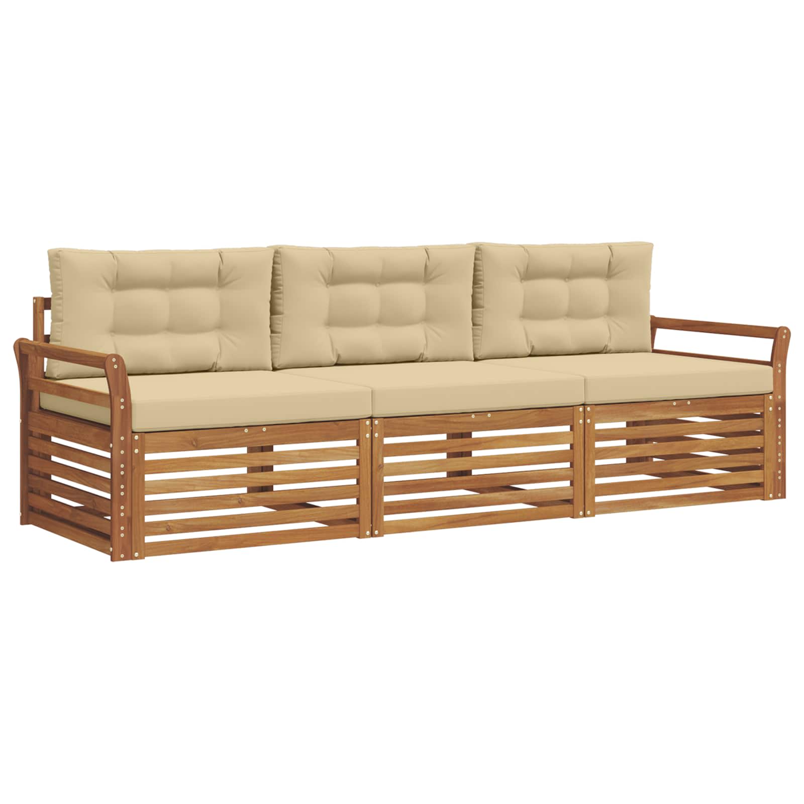 Set vanjskih sofa s jastukom 3 pcs Prirodna i bež