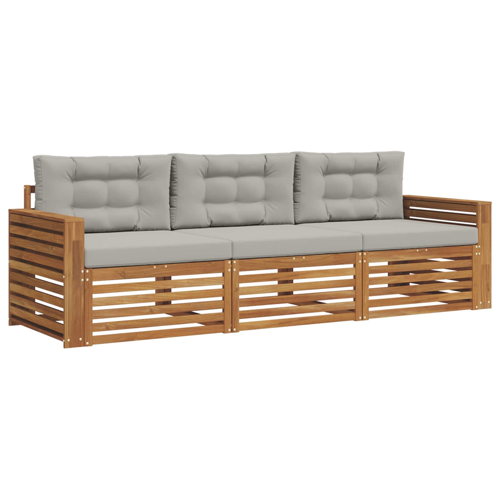 Set vanjskih sofa s jastukom 3 pcs Prirodna i svijetlo siva