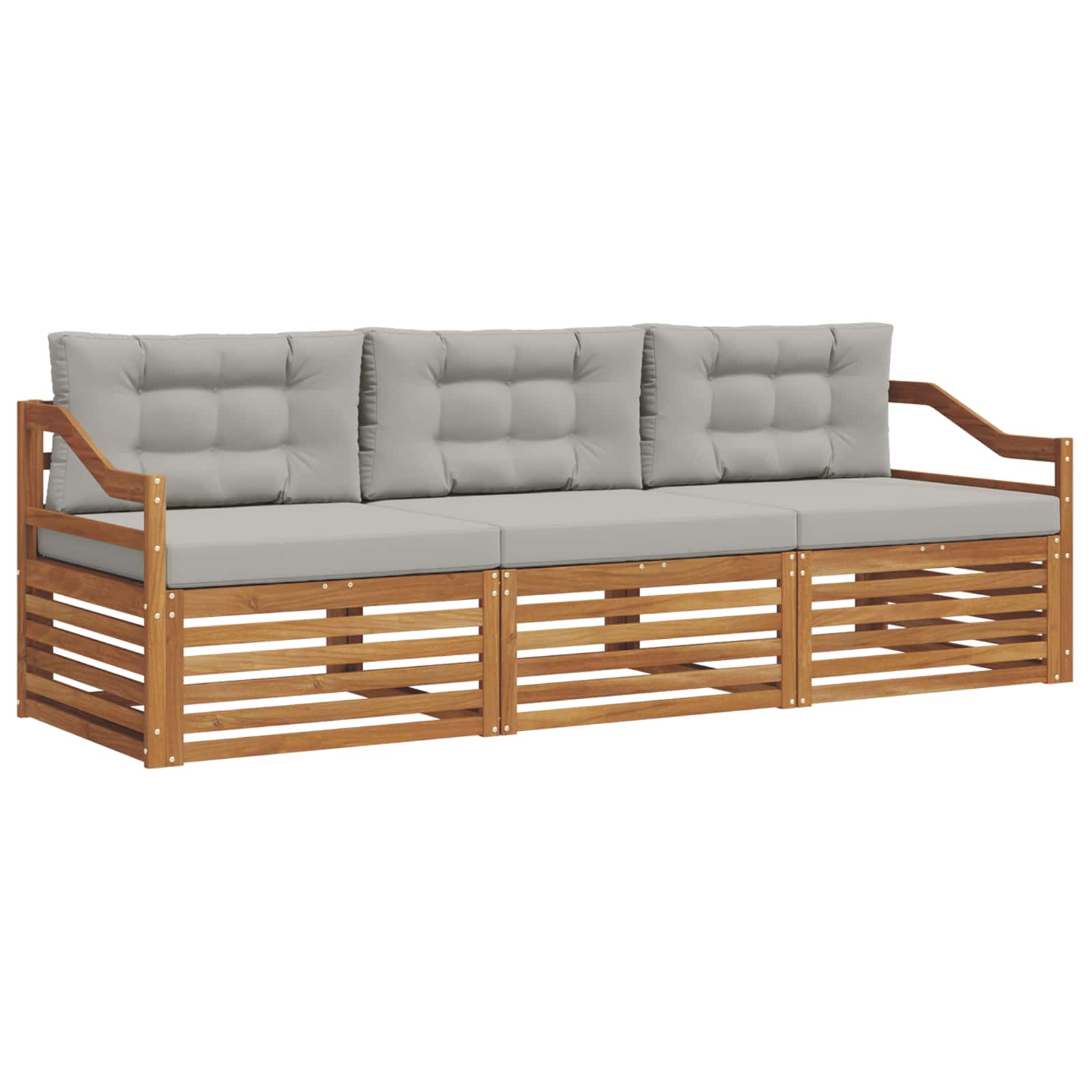Set vanjskih sofa s jastukom 3 pcs Prirodna i svijetlo siva
