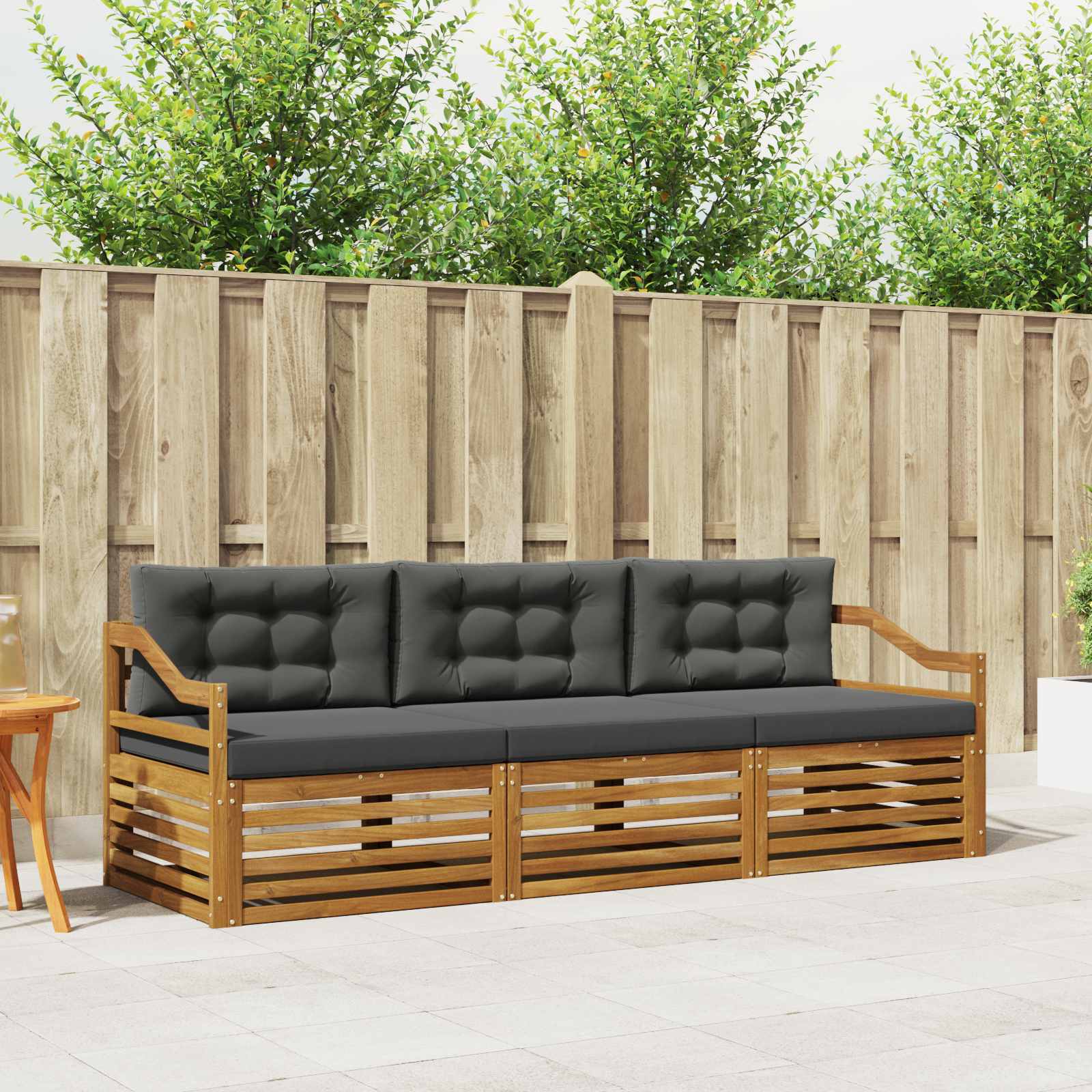 Set vanjskih sofa s jastukom 3 pcs Prirodna i antracit