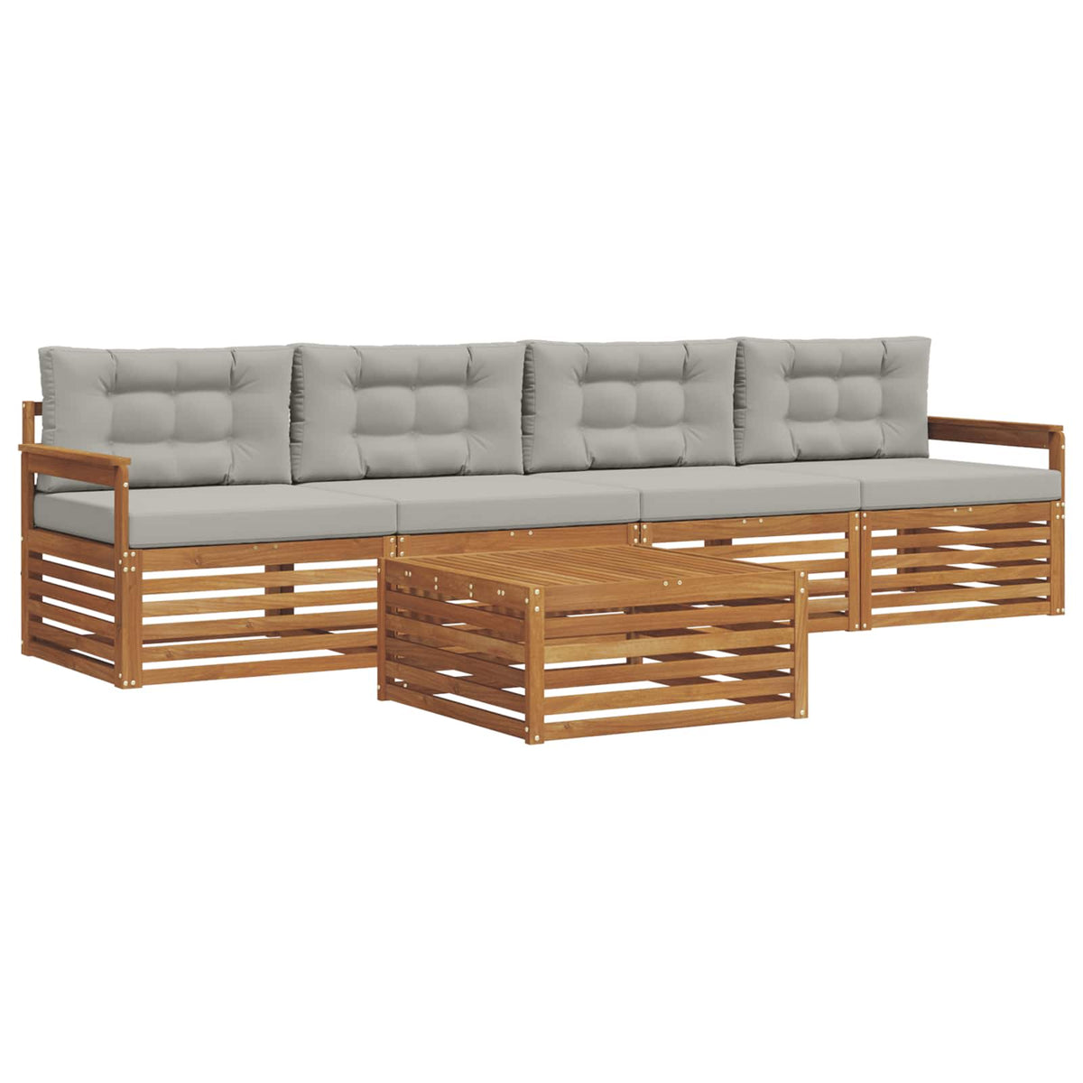 Set vanjskih sofa 5 kom. Prirodna i svijetlo siva 79 x 79 x 37 cm