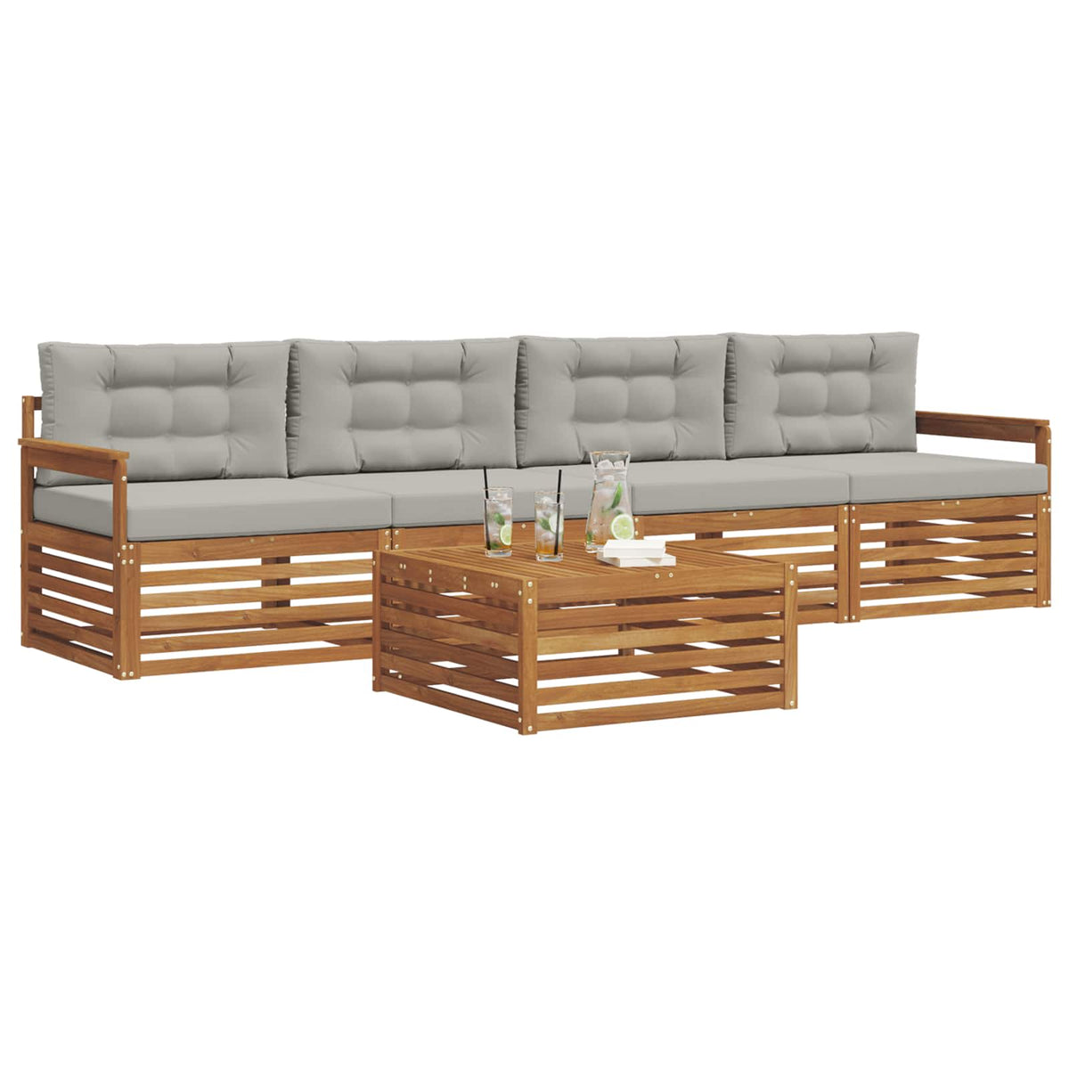 Set vanjskih sofa 5 kom. Prirodna i svijetlo siva 79 x 79 x 37 cm