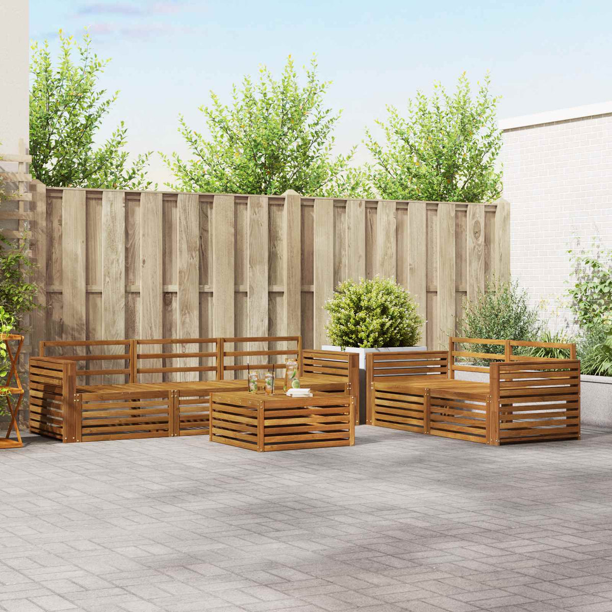 Set vanjskih sofa 6 kom. Prirodna Čvrsto drvo akacije