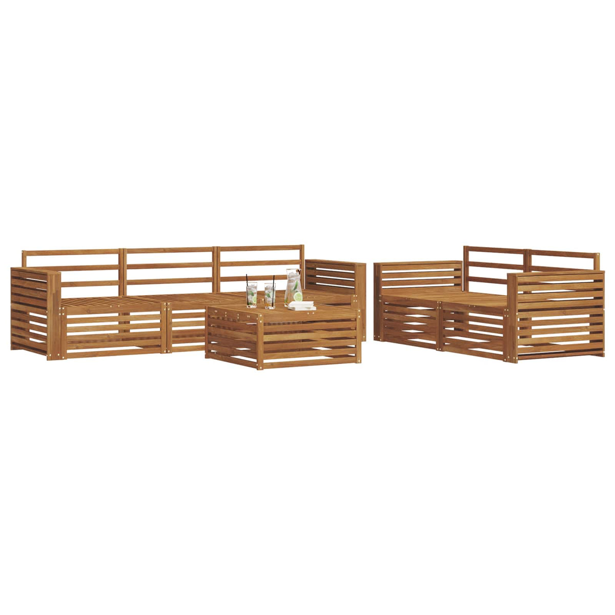 Set vanjskih sofa 6 kom. Prirodna Čvrsto drvo akacije