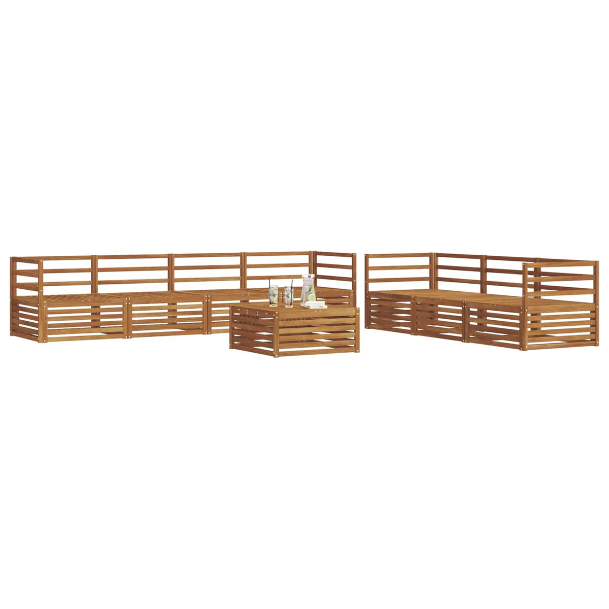 Set vanjskih sofa 8 kom. Prirodna Čvrsto drvo akacije Smeđa 79 x 79 x 37 cm